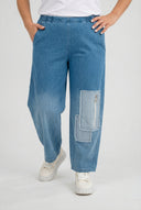 'Sky' Broek – Hoogwaardige Spijkerstof, Opgenaaide Stukken & Rekbaar